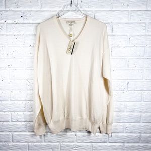 PETER MILLAR Ivory V-Neck Silk & Wool Blend Men’s Sweater XXL